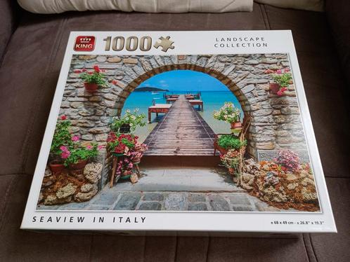 King puzzel 1000 stuks - Zeezicht in Italië, Hobby en Vrije tijd, Denksport en Puzzels, Gebruikt, Legpuzzel, 500 t/m 1500 stukjes