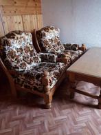 Eiken salon + salontafel, Huis en Inrichting, Zetels | Zetels, Ophalen, Gebruikt, Tweepersoons, 75 tot 100 cm