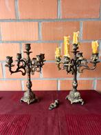 2 oude zware kandelaars, Antiek en Kunst, Ophalen of Verzenden
