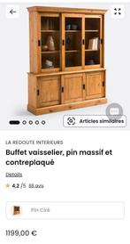Meuble vitrine pin massif, Huis en Inrichting, Kasten | Buffetkasten, Ophalen, 150 tot 200 cm, Zo goed als nieuw, 25 tot 50 cm