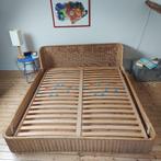 lit double en rotin, Huis en Inrichting, Slaapkamer | Bedden, Ophalen, Gebruikt, Beige, 200 cm