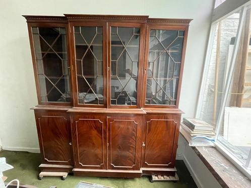 Antiek Vintage Vitrine Wandkast 2-delig, Antiek en Kunst, Antiek | Meubels | Kasten, Ophalen