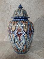 Vase vintage peint à la main avec couvercle signé, Antiquités & Art, Enlèvement ou Envoi