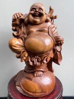 houtsnijwerk lachende boeddha - 42 cm - Bali, Antiquités & Art, Art | Sculptures & Bois, Enlèvement
