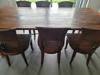 Antiek houten tafel incl 8 stoelen, Ophalen