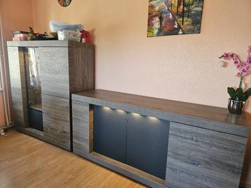 COMMODE +VITRINKAST, Huis en Inrichting, Complete eetkamers, Ophalen, Zo goed als nieuw, Modern