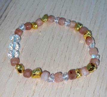 Armband facet geslepen zonnesteen pyriet verguld 24 karaat beschikbaar voor biedingen