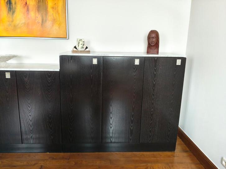 Vintagekasten met marmeren blad van Van Praet, Huis en Inrichting, Kasten | Dressoirs, Gebruikt, Ophalen