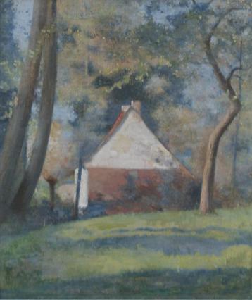 Ernest De Vleeschouwer: Landelijk huisje (54 x 64 cm)