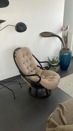 Chaise pivotante en rotin noir à 360 degrés, Maison & Meubles, Enlèvement, Utilisé, Osier ou Rotin, Landelijk