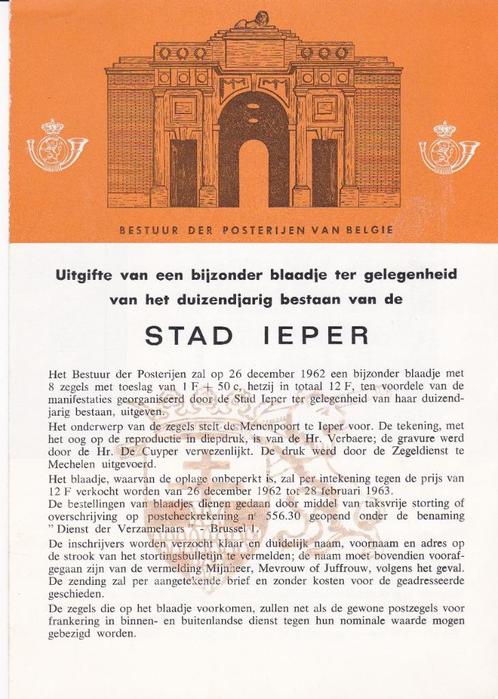 BELGIË - STAD IEPER 1000 JAAR (1962), Timbres & Monnaies, Timbres | Europe | Belgique, Non oblitéré, Timbre-poste, Autre, Sans timbre