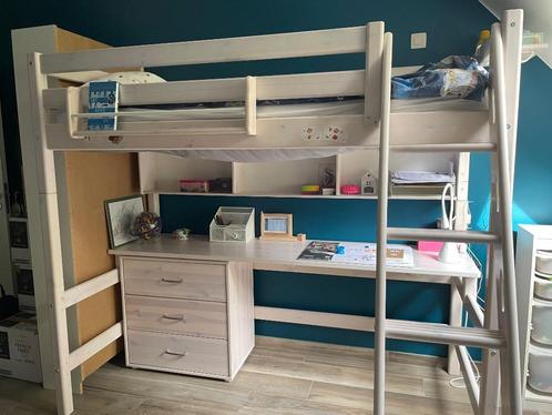 Lit mezzanine + bureau FLEXA, Huis en Inrichting, Slaapkamer | Stapelbedden en Hoogslapers, Gebruikt, Hoogslaper, 90 cm, 200 cm