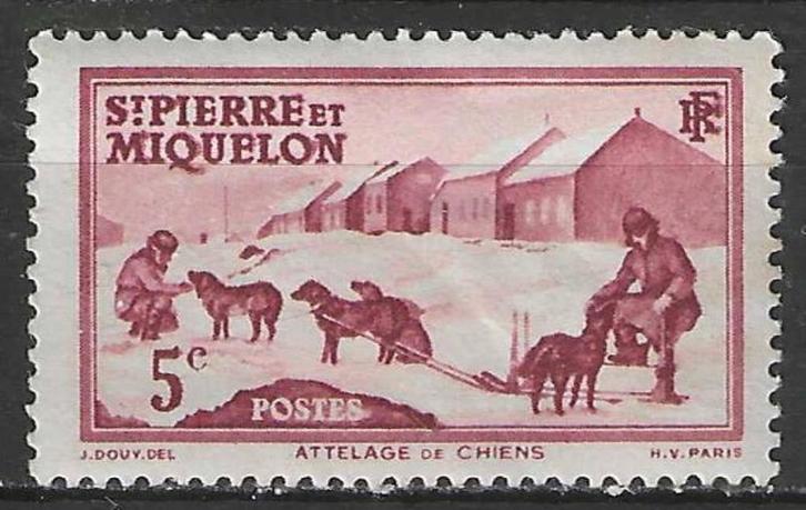 Saint-Pierre en Miquelon 1938 - Yvert 170 - Hondenslee (PF), Postzegels en Munten, Postzegels | Amerika, Postfris, Verzenden