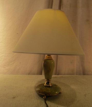 Prachtig retro licht-groenkleurige Marmeren Tafellamp  31cm beschikbaar voor biedingen