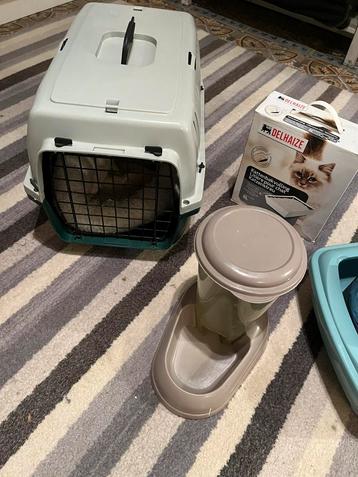 Cage transport chat, coussin, bac à litiere, 2x litiere, Enlèvement, Utilisé