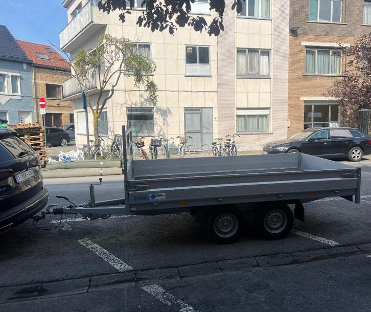 Aanhangwagen - plateauwagen dubbelasser, Auto diversen, Aanhangers en Bagagewagens, Zo goed als nieuw, Ophalen