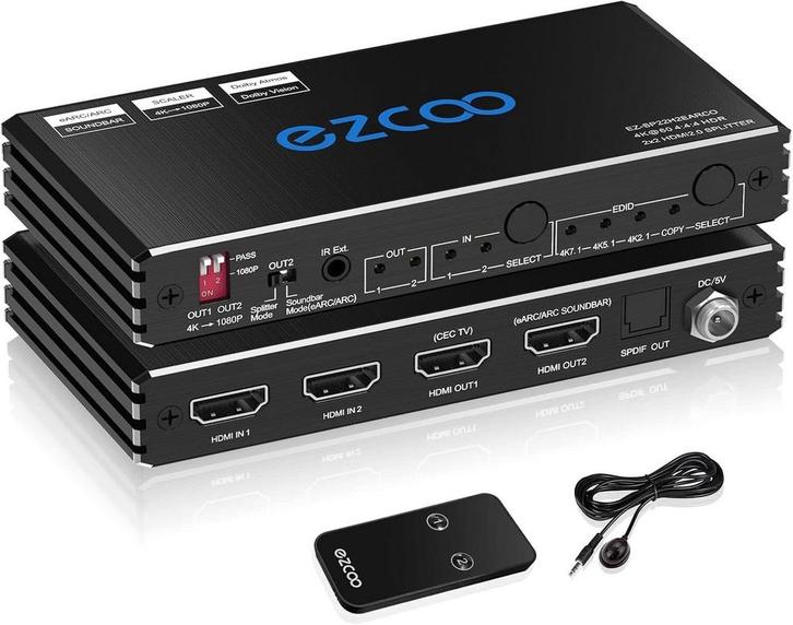 HDMI-splitter 4K 60Hz ARC/eARC voor HDMI Soundbar, Audio, Tv en Foto, Converters, Zo goed als nieuw, Ophalen of Verzenden