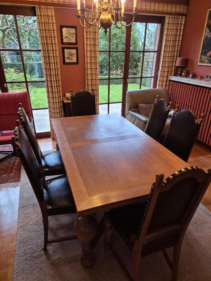 Table à manger extensible en chêne avec 6 chaises, Maison & Meubles, Tables | Tables à manger, Comme neuf, 50 à 100 cm, 200 cm ou plus