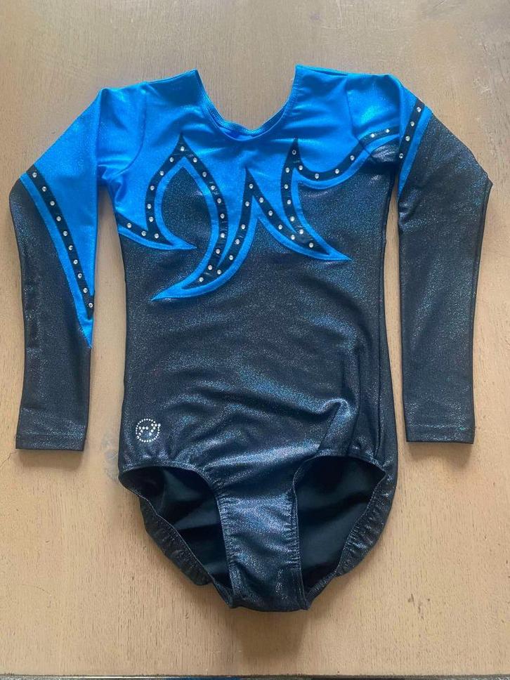 Blauw turnpak (lange mouw) - TT Gymnastics - maat 152, Sport en Fitness, Turnen, Zo goed als nieuw, Turnpak(je), Kindermaat 146 t/m 176