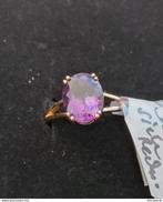 14Kt geelgouden ring met natuurlijke ovale amethist gefacett, Paars, Ophalen of Verzenden, Zo goed als nieuw, 17 tot 18