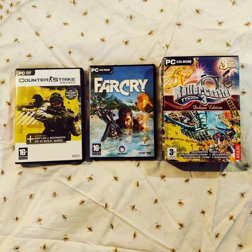 PC: RollerCoaster Tycoon 3 Dlx - Farcry - Counter Strike: CZ, Games en Spelcomputers, Games | Pc, Gebruikt, Overige genres, 1 speler