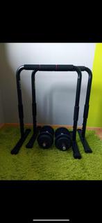 Dipbars + 20 kg losse halters, full set, Sport en Fitness, Fitnessmaterialen, Ophalen, Zo goed als nieuw