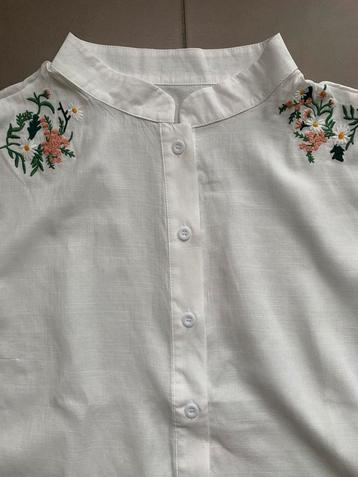 Wit blousje met bloemen xl, Kleding | Dames, Ophalen of Verzenden, Zo goed als nieuw, Wit
