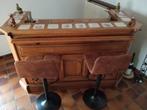 Bar meubel in eik, Ophalen, Zo goed als nieuw, Inclusief barstoelen