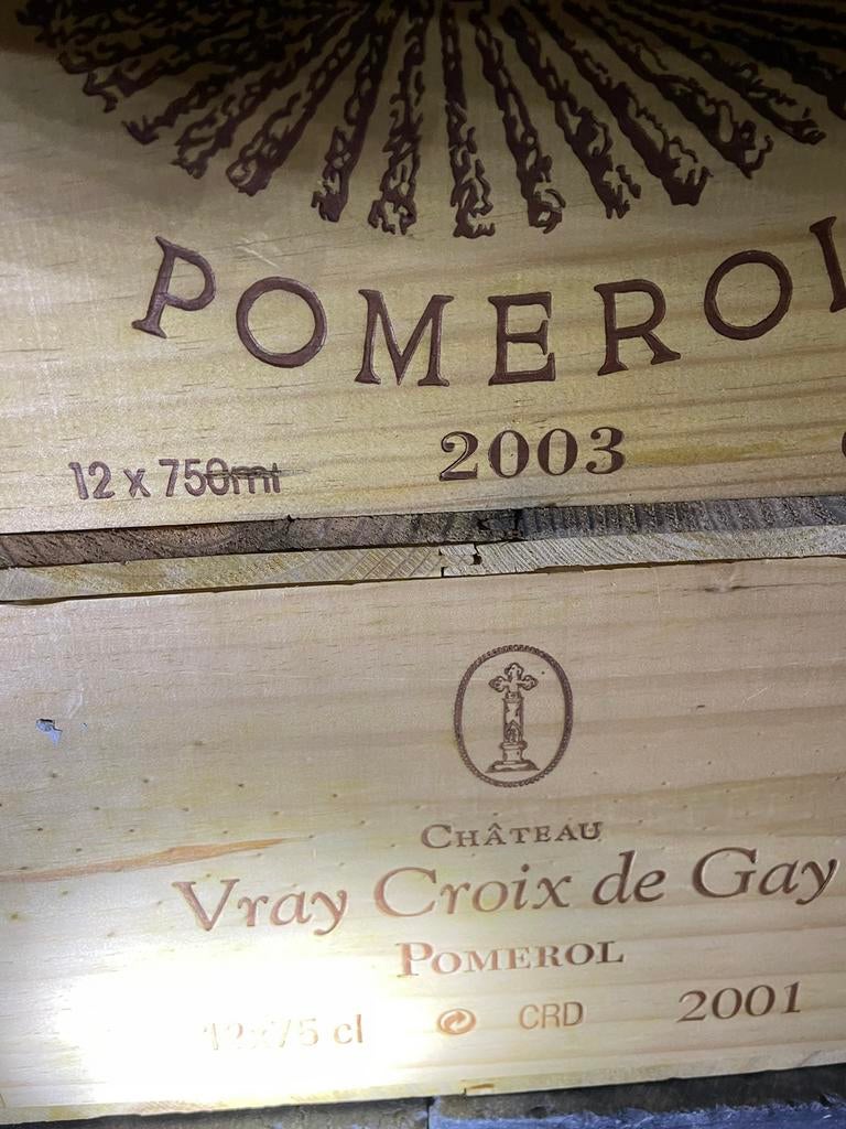 Pomerol Vray Croix de Gay 2001 OWC 12, Ophalen, Frankrijk, Zo goed als nieuw, Rode wijn