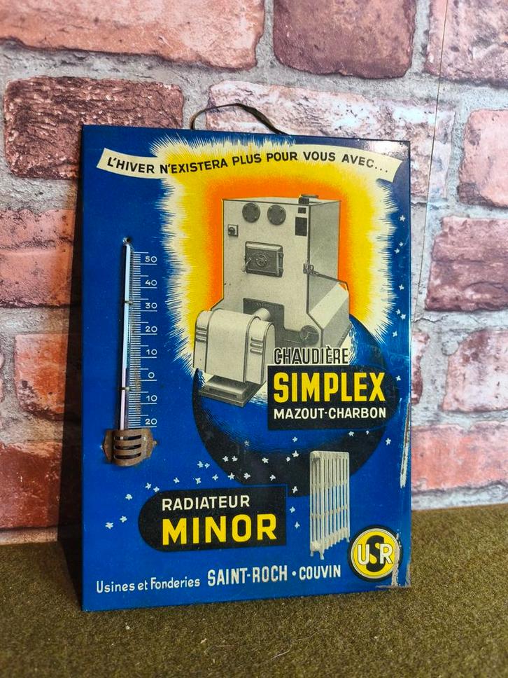 Thermomètre publicitaire simplex couvin, Collections, Marques & Objets publicitaires, Enlèvement ou Envoi