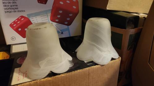 Paar satijnen lampenkappen tulp Murano glaspasta, Huis en Inrichting, Lampen | Lampenkappen, Gebruikt, Minder dan 25 cm, Overige vormen