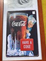 Metalen reclameplaat coca cola, Verzamelen, Ophalen, Gebruikt, Reclamebord