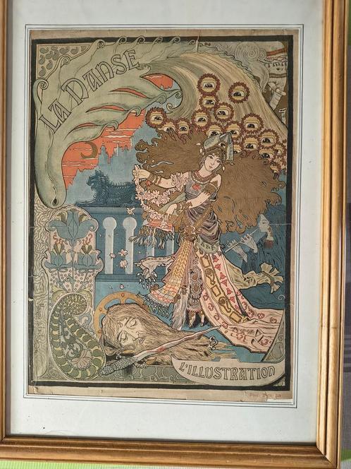 antieke lithografie "la danse" 1894 maurice de lambert, Antiek en Kunst, Kunst | Litho's en Zeefdrukken, Ophalen of Verzenden