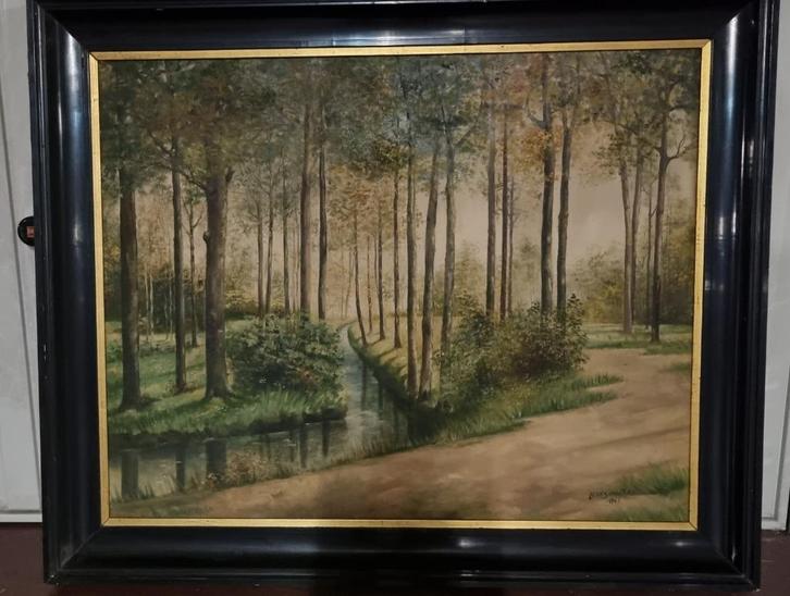 Schilderij bos met beek door Leon Schoeters 1943, Antiek en Kunst, Kunst | Schilderijen | Klassiek, Ophalen