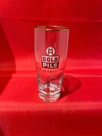 Verre à bière Gold Pils avec bord doré Verlinden, Enlèvement ou Envoi, Utilisé, Verre ou Verres, Autres marques