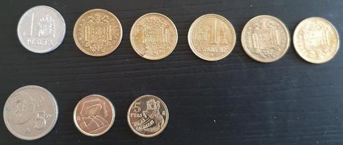 set munten van 3x 5 pesetas en 6x 1 peseta van Spanje, Postzegels en Munten, Munten | Europa | Niet-Euromunten, Setje, Ophalen of Verzenden