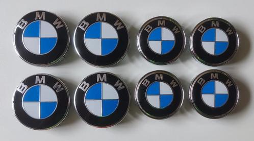 4 BMW-logo's, blauw-witte wielmiddenhoezen, 68 mm naven,, Auto diversen, Wieldoppen, Nieuw, Ophalen of Verzenden