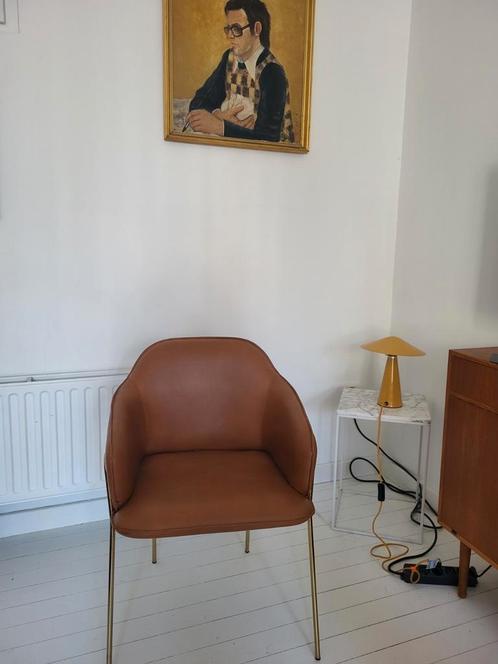 Prachtige cognac lederen vergaderstoel/bureaustoel, Huis en Inrichting, Stoelen, Gebruikt, Ophalen