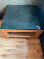 Teak salon tafel met zwaar marmer zwart blad, Ophalen, Zo goed als nieuw