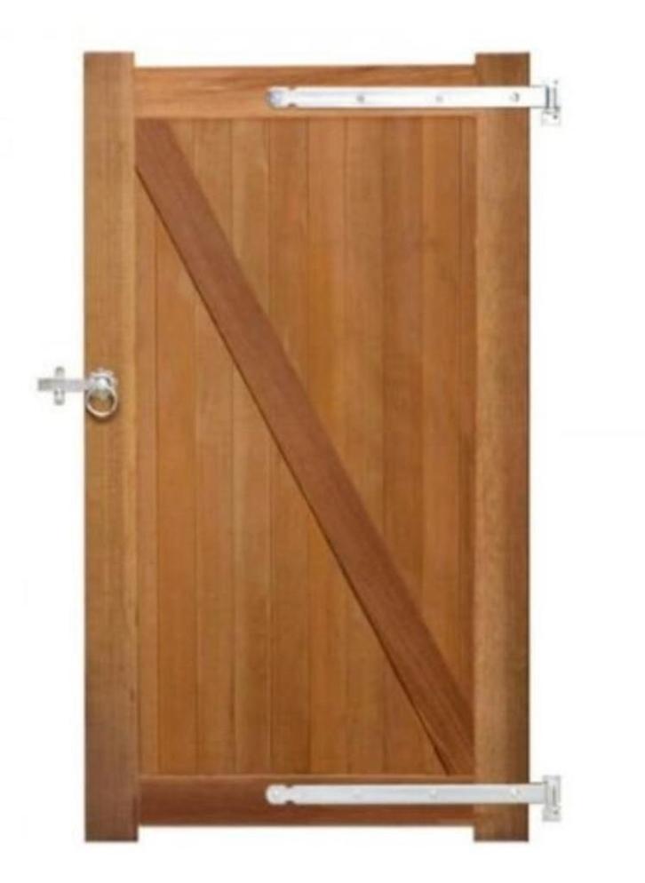 Houten poortje Bankirai - nieuw 100cm x 180cm, Jardin & Terrasse, Portes de jardin, Neuf, Portail battant, Bois, 150 à 200 cm