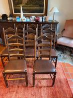 8 stoelen met zitvlak van echt leer, Antiek en Kunst, Antiek | Meubels | Stoelen en Sofa's, Ophalen