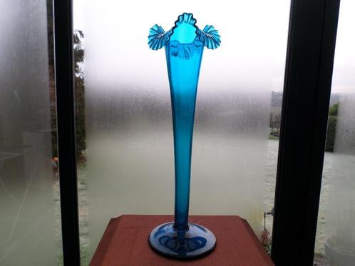 Zeldzaam: grote antieke blauwe vaas van geblazen glas, Antiek en Kunst, Antiek | Glaswerk en Kristal, Ophalen of Verzenden