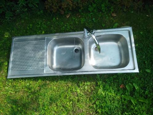 Dubbele pompbak, Doe-het-zelf en Bouw, Sanitair, Zo goed als nieuw, Wastafel, Chroom, Inox, Ophalen