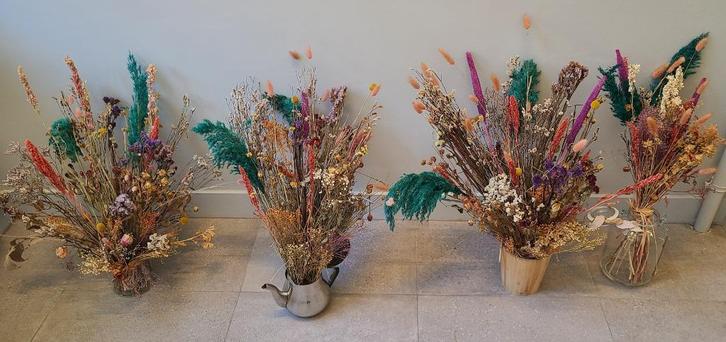 6 sfeervolle boeketten droogbloemen - Huwelijk, trouw, feest, Huis en Inrichting, Woonaccessoires | Droogbloemen, Zo goed als nieuw
