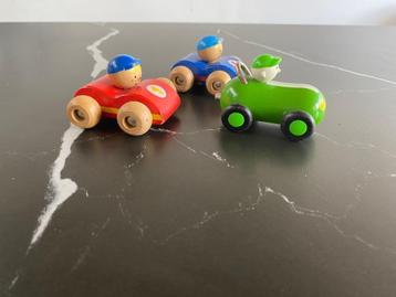 3 retro houten speelgoed race auto's beschikbaar voor biedingen