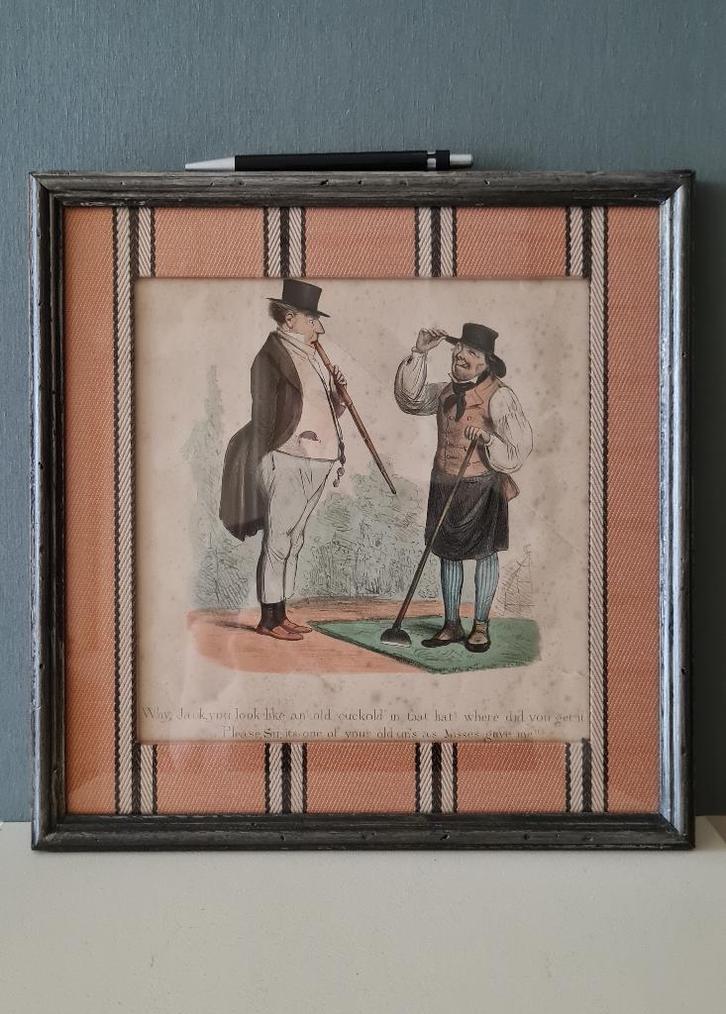 Humour britannique - Old Jack encadré, Antiquités & Art, Art | Eaux-fortes & Gravures, Enlèvement ou Envoi