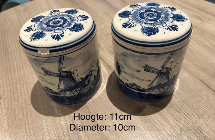 2 Delfts blauwe potjes, Antiek en Kunst, Antiek | Keramiek en Aardewerk, Ophalen of Verzenden