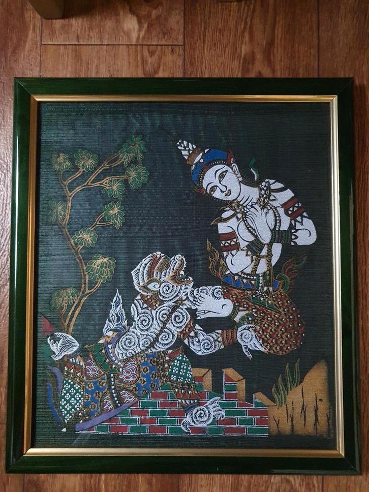 Thaise afbeelding met zijde weeftechniek, Antiek en Kunst, Kunst | Niet-Westerse kunst, Ophalen