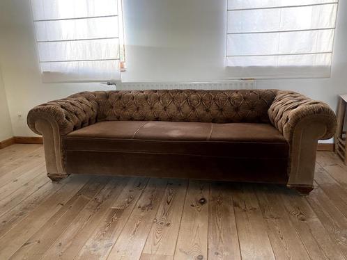 Chesterfield Zetel, Huis en Inrichting, Zetels | Zetels, Gebruikt, Rechte bank, Driepersoons, 200 tot 250 cm, 75 tot 100 cm, Hout