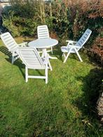 Jardin tuinset in goede staat, 4 stoelen & 1 tafel, Tuin en Terras, Ophalen, 4 zitplaatsen, Kunststof, Stoel